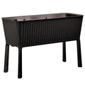 Keter Brown Raised Planter Bed Easy Grow Compact Water Reservoir Garden — image 3