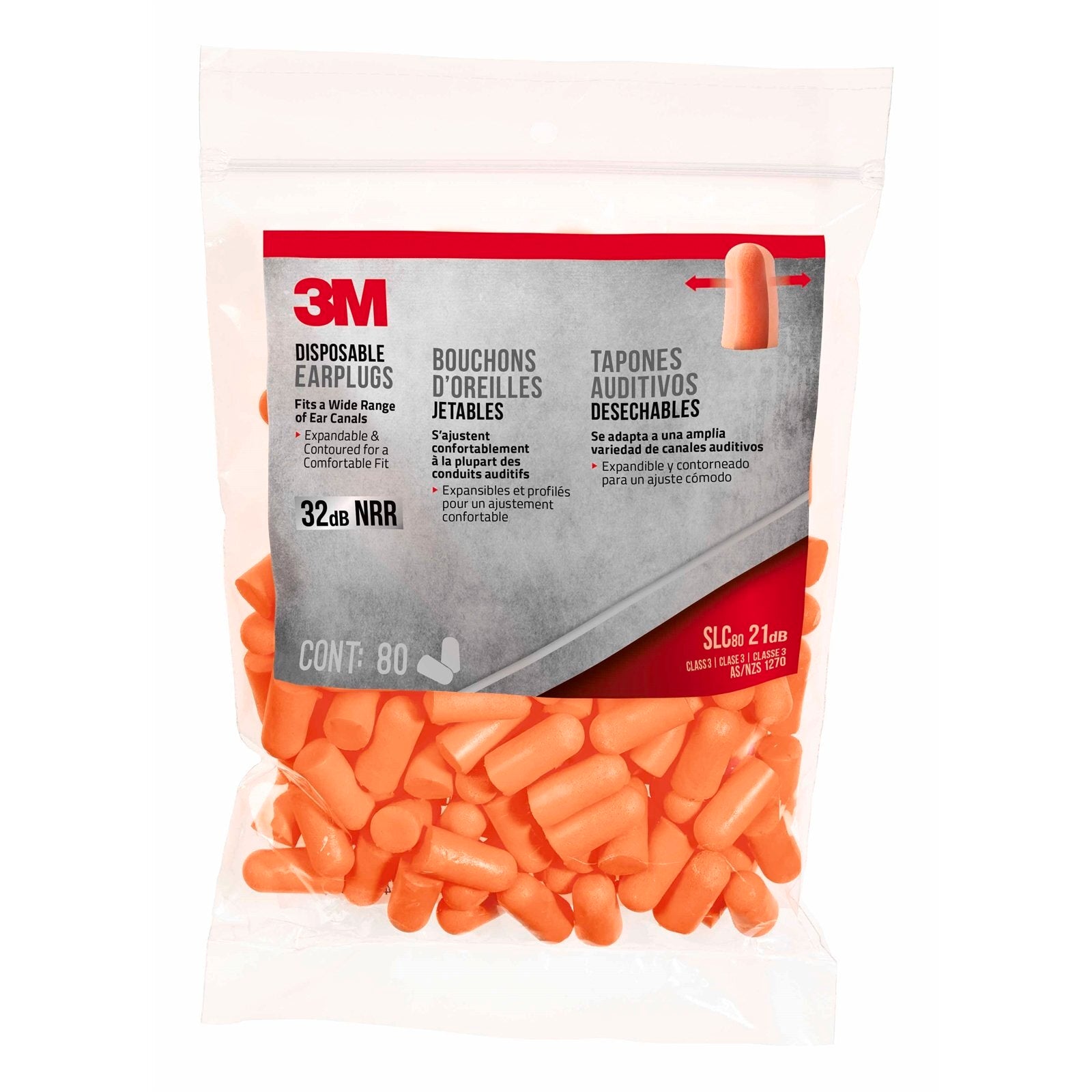 3M Orange Foam Disposable Ear Plugs 80 Pairs Noise Reduction