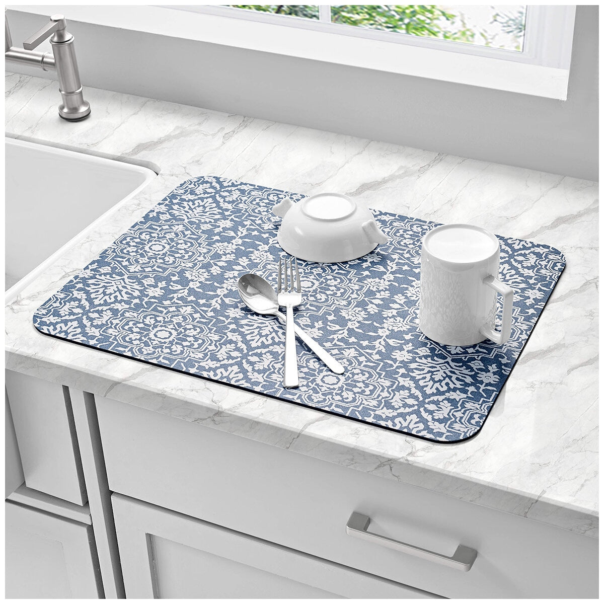 Creative Home Ideas Multi-Purpose Kitchen Mat Large And Small Pack 4 Piece Blue - SuperSaverAU - view 4