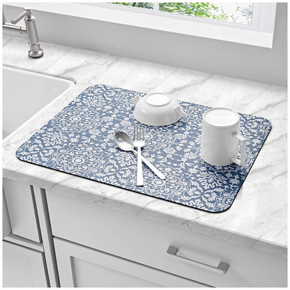 Creative Home Ideas Multi-Purpose Kitchen Mat Large And Small Pack 4 Piece Blue