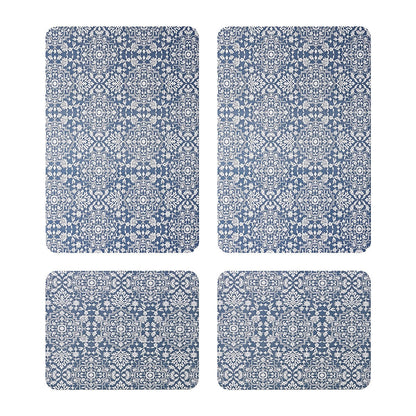 Creative Home Ideas Multi-Purpose Kitchen Mat Large And Small Pack 4 Piece Blue