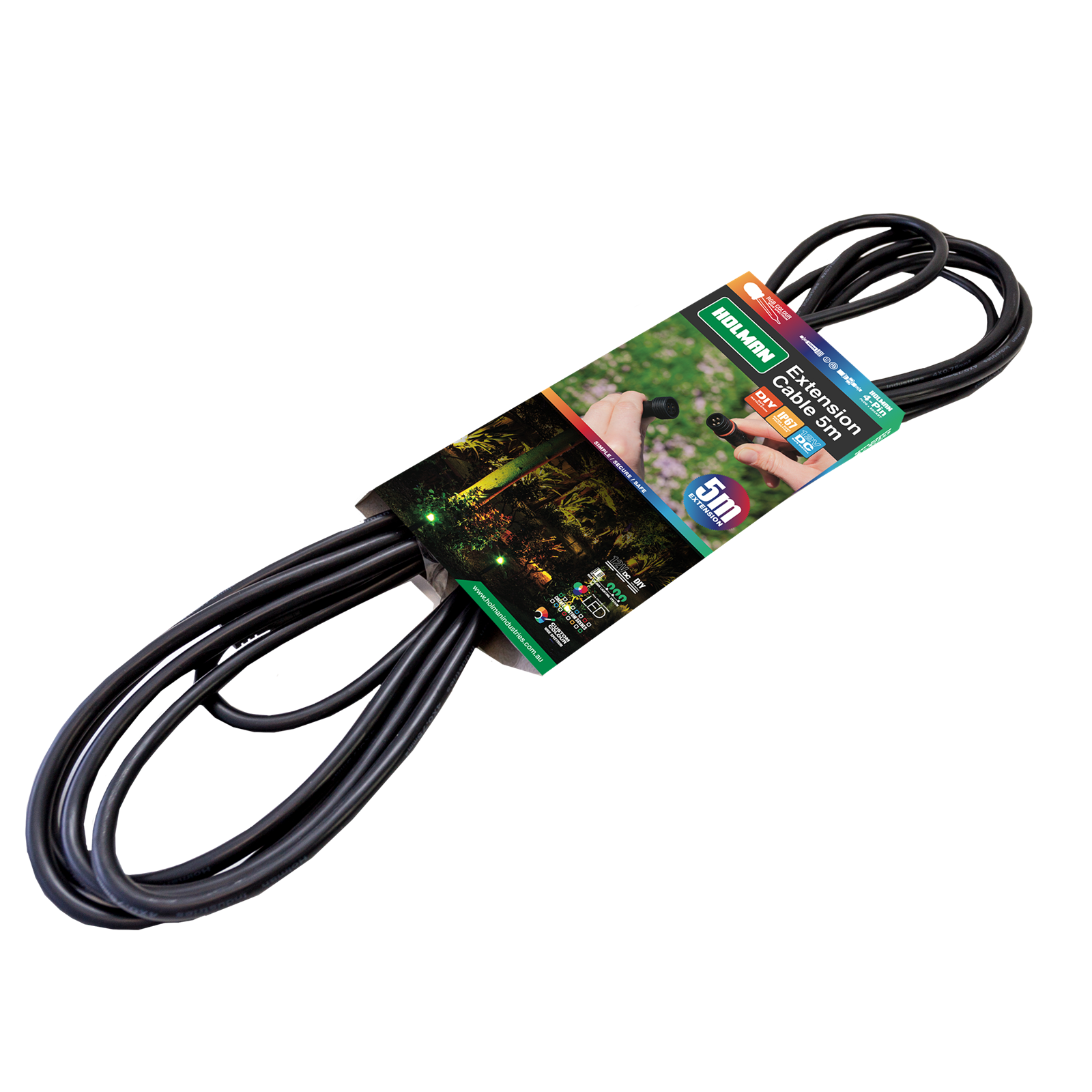 Holman 5m Black RGB Colour Garden Light Extension Cable ALCRGB5