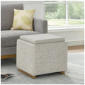 Thomasville Reversible Top Storage Footstool Cube Ottoman Fabric Upholstered
