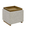 Thomasville Reversible Top Storage Footstool Cube Ottoman Fabric Upholstered — image 5