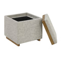 Thomasville Reversible Top Storage Footstool Cube Ottoman Fabric Upholstered — image 6