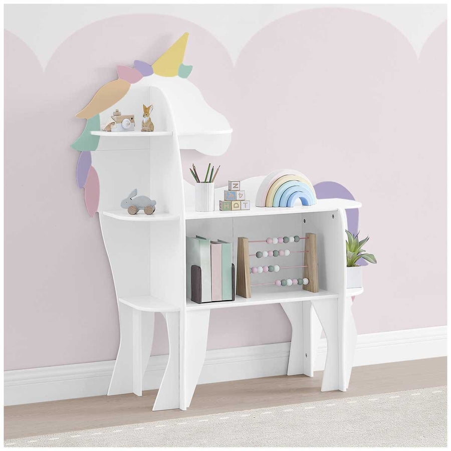 Delta Children Unicorn Bookcase | GREENGUARD Gold Certified, Sustainable TSCA Compliant Engineered Wood, Lead-Safe, Easy-to-Clean Finish - SuperSaverAU - view 1