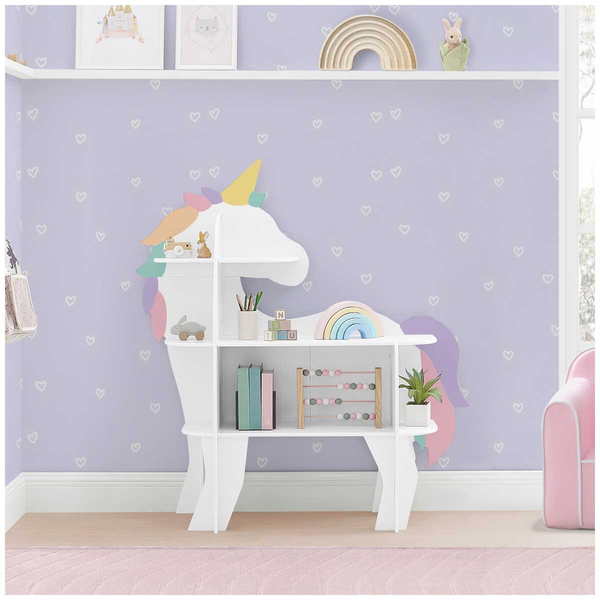 Delta Children Unicorn Bookcase | GREENGUARD Gold Certified, Sustainable TSCA Compliant Engineered Wood, Lead-Safe, Easy-to-Clean Finish - SuperSaverAU - view 6