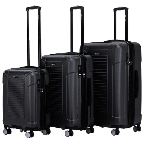 Tosca Matrix Range 3 Piece Luggage Set Black | Polycarbonate Shell, Expander Function, TSA Lock, 10-Year Warranty - SuperSaverAU - view 2