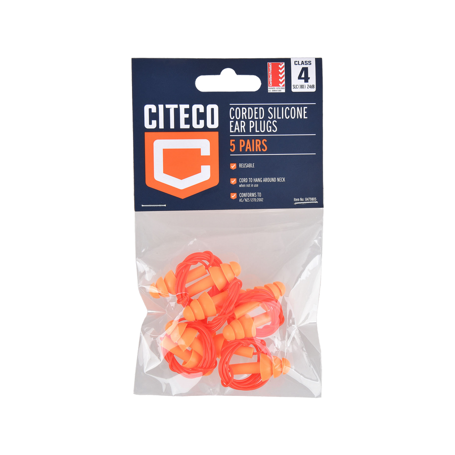 Citeco Class 4 PU Corded Ear Plugs - 5 Pack - Noise Reduction - Comfortable - SuperSaverAU - view 1