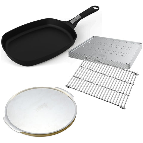 Weber Family Q Starter Pack - Trivet, 10 Convection Trays, Pizza Stone and Frying Pan - 1500310