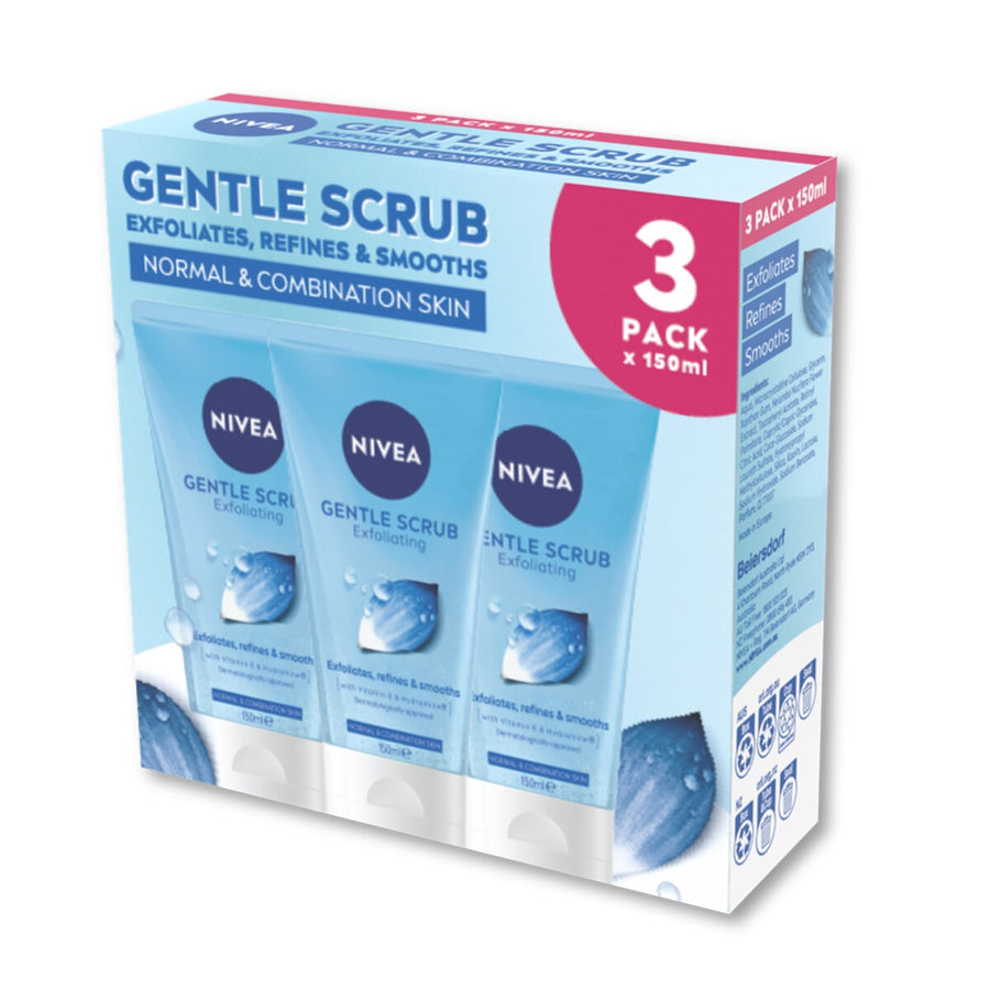 NIVEA Gentle Exfoliating Face Scrub 3 x 150ml with Lotus Flower & Vitamin E - SuperSaverAU - view 1