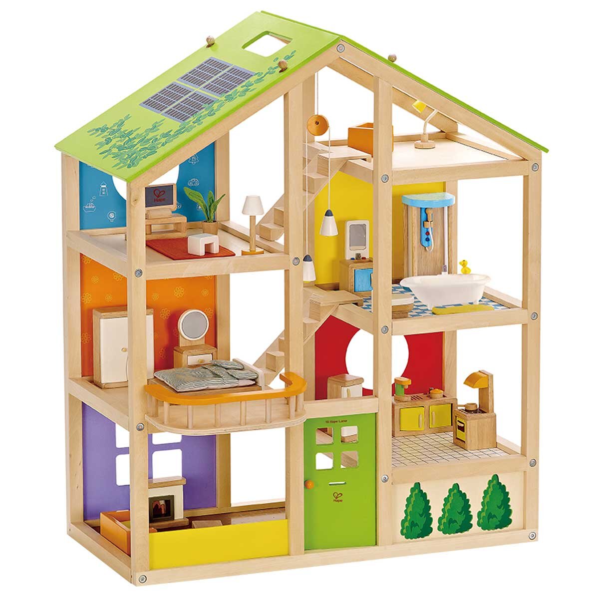 Hape All Season House - Wooden Dollhouse with Furniture & Accessories - SuperSaverAU - view 2