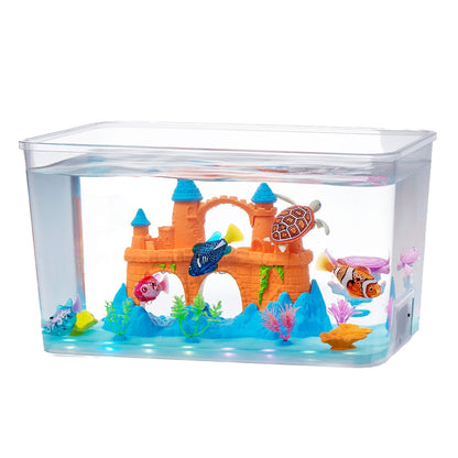 ZURU Robo Alive Light Up Aquarium Set | 3.1 Gallons | Robotic Fish & Turtles | LED Technology | 17-Piece Playset