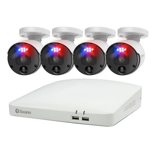Swann 4K NVR Pro Series SWNVK-88990W4-AU | 4 Facial Recognition Cameras, 2TB HDD, Colour Night Vision, 2 Way Audio