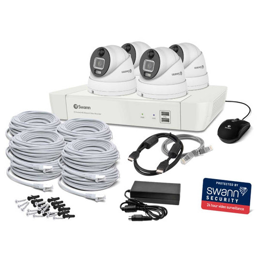 Swann 4 Camera 8 Channel 4K Master-Series NVR SWNVK-87680W4DWL-AU - Night Vision, Motion Detection, 1TB HDD Storage, Audio Recording, Expandable to 8 Cameras