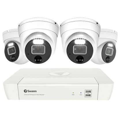 Swann 4 Camera 8 Channel 4K Master-Series NVR SWNVK-87680W4DWL-AU - Night Vision, Motion Detection, 1TB HDD Storage, Audio Recording, Expandable to 8 Cameras