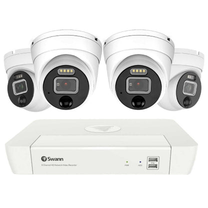 Swann 4 Camera 8 Channel 4K Master-Series NVR SWNVK-87680W4DWL-AU - Night Vision, Motion Detection, 1TB HDD Storage, Audio Recording, Expandable to 8 Cameras