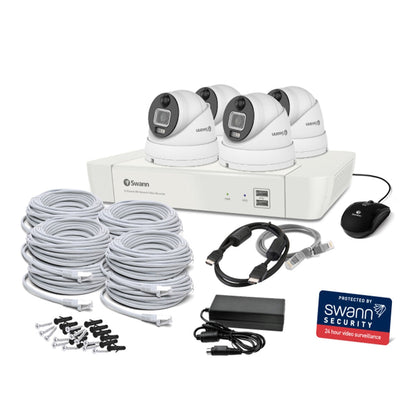 Swann 4 Camera 8 Channel 4K Master-Series NVR SWNVK-87680W4DWL-AU Night Vision Motion Detection Audio Recording 1TB HDD Dropbox Integration Person Detection Face Intrusion Detection Smart Alerts 130ft Night Vision