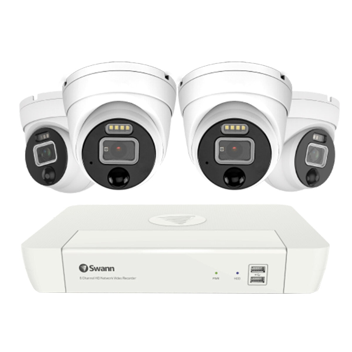 Swann 4 Camera 8 Channel 4K Master-Series NVR SWNVK-87680W4DWL-AU Night Vision Motion Detection Audio Recording 1TB HDD Dropbox Integration Person Detection Face Intrusion Detection Smart Alerts 130ft Night Vision