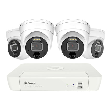 Swann 4 Camera 8 Channel 4K Master-Series NVR SWNVK-87680W4DWL-AU Night Vision Motion Detection Audio Recording 1TB HDD Dropbox Integration Person Detection Face Intrusion Detection Smart Alerts 130ft Night Vision