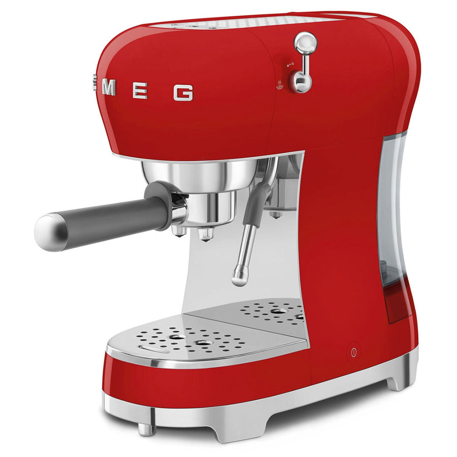 Smeg 50s Style Espresso Coffee Machine - 15 Bar, ThermoBlock, Steam Wand, Red - ECF02RDAU