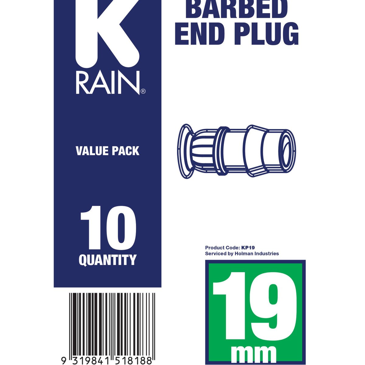 K Rain 19mm End Plug 10 Pack - Black - UV Stabilised Polypropylene - SuperSaverAU - view 2