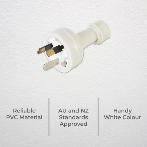 DETA 10A White Plug Top 3 Core PVC 240V Flexible Cord 6339B