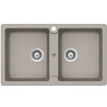 Abey Cristalite Plus double bowl sink with taphole, no drainer - top or undermount - Concrete Grey - TN200C