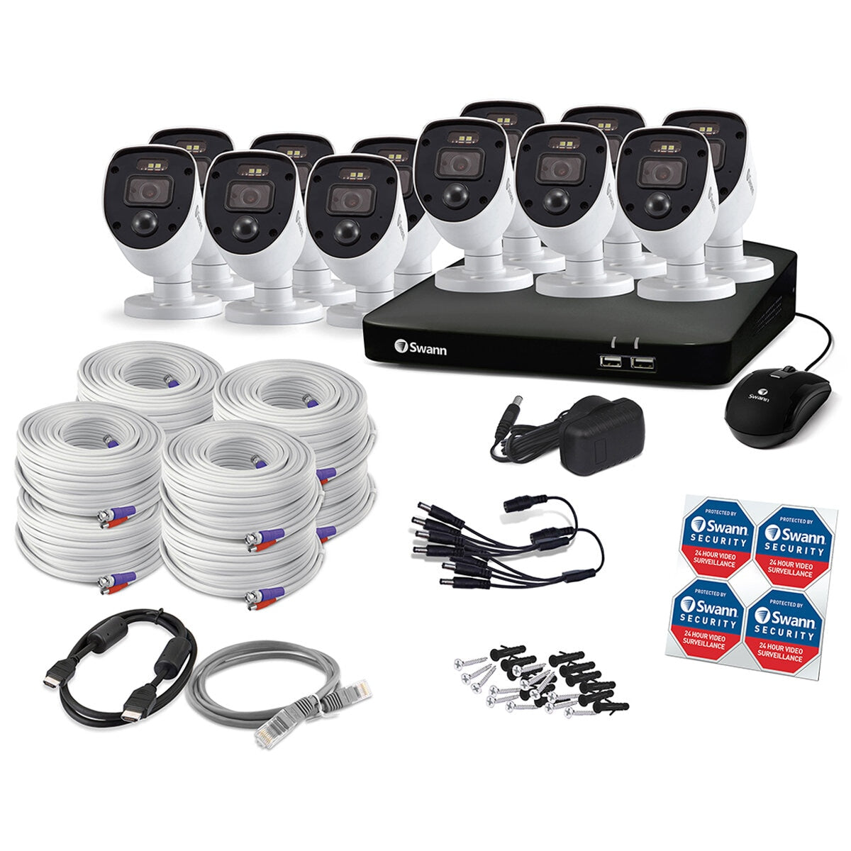 Swann Home Security System 12 Camera 16 Channel 1080p Full HD DVR SWDVK-1646812SLW Cameras