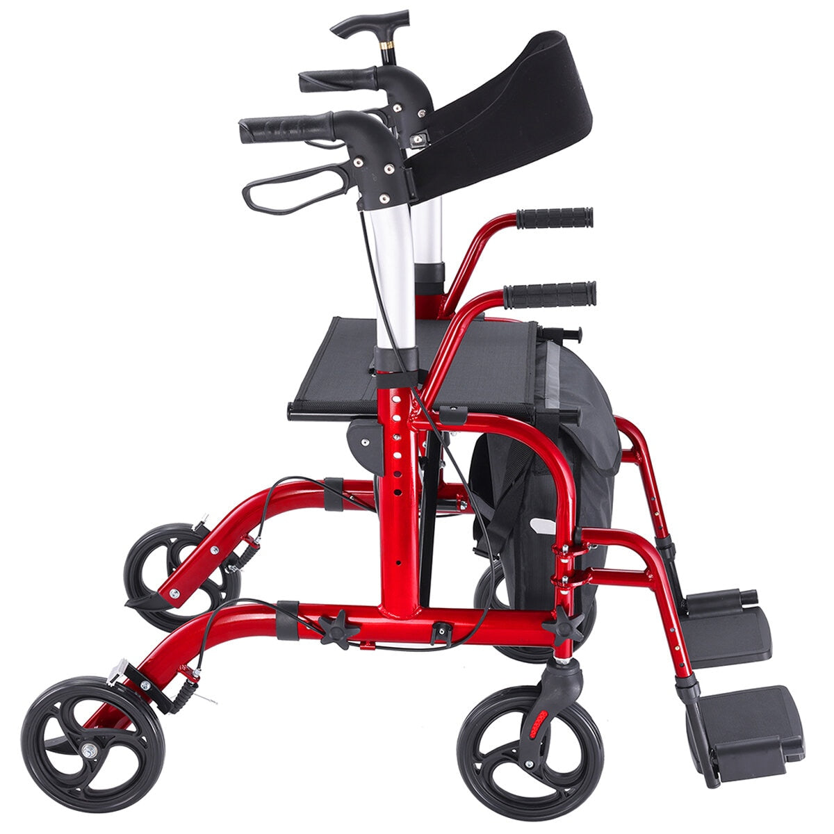 Altus 2 In 1 Mobility Rollator & Transit Wheelchair Red, 136 kg Capacity, Foldable - SuperSaverAU - view 3