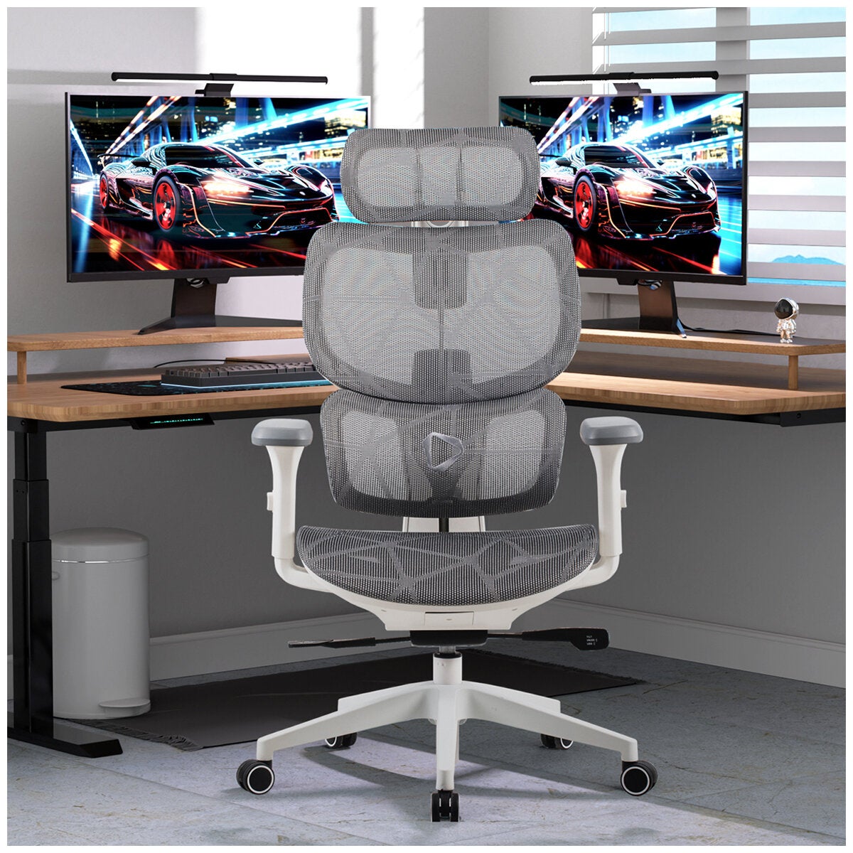 ONEX VENTRA White Ergonomic Desk Chair Breathable Mesh Back Adjustable Headrest