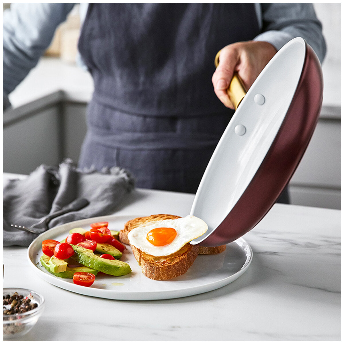 GreenPan Ceramic Non-Stick Frypan Set 20cm & 28cm, Choc Truffle, CC005387-001 - SuperSaverAU - view 3