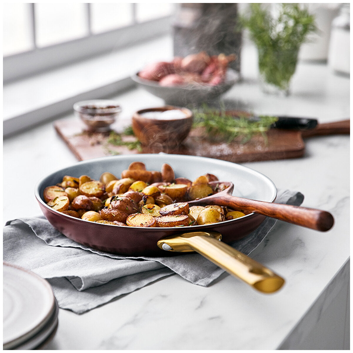 GreenPan Ceramic Non-Stick Frypan Set 20cm & 28cm, Choc Truffle, CC005387-001
