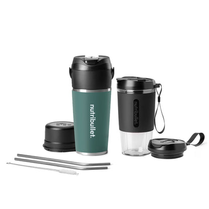 Nutribullet Flip Club Pack NBPB0740EUC Portable Blender with Stainless Steel Cup - 11.1V USB-C Battery - Blend & Sip On-the-Go