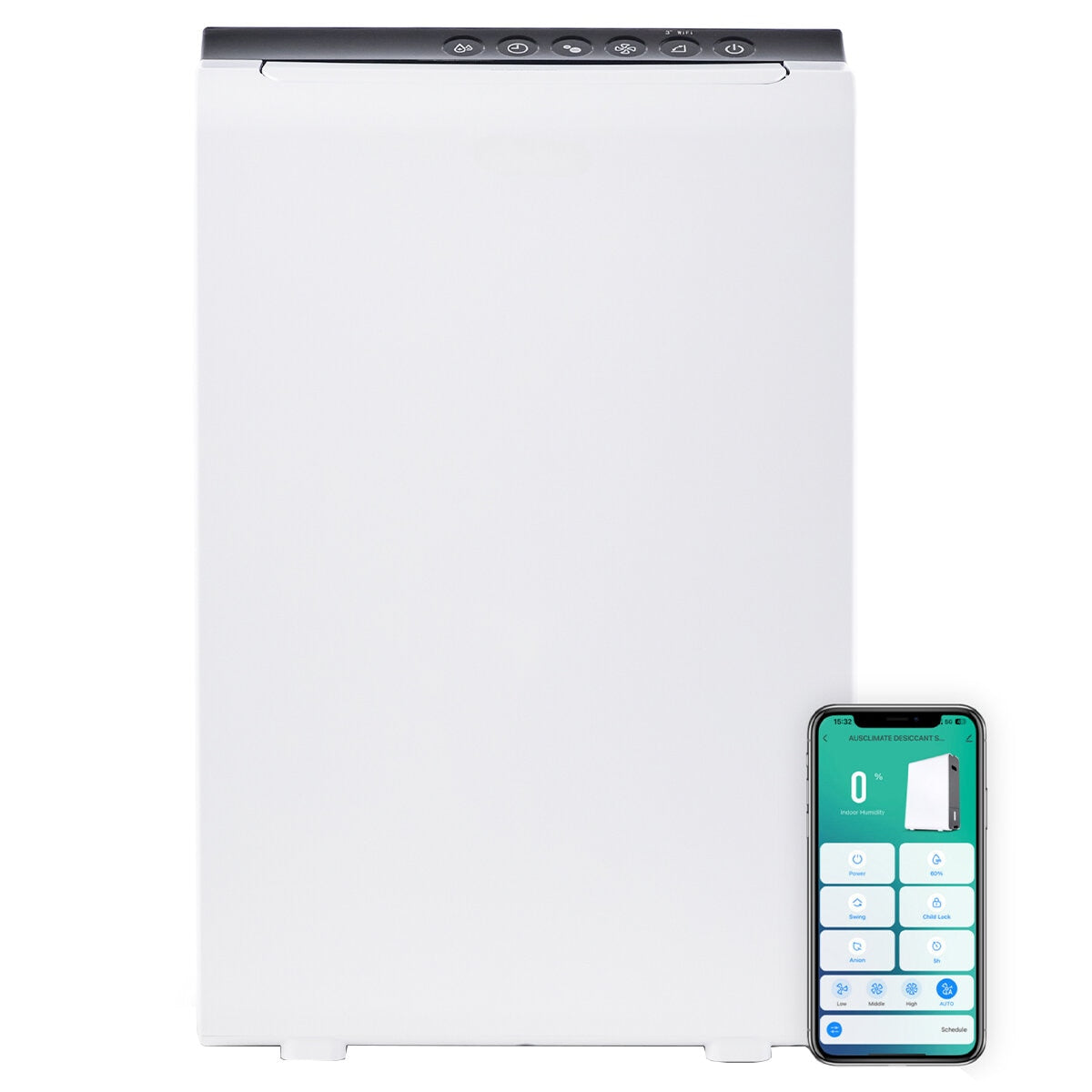 Ausclimate Desiccant Smart Dehumidifier ACD200 | Wifi Control | 10L/Day Moisture Removal | 50m² Rooms | 2-Year Warranty