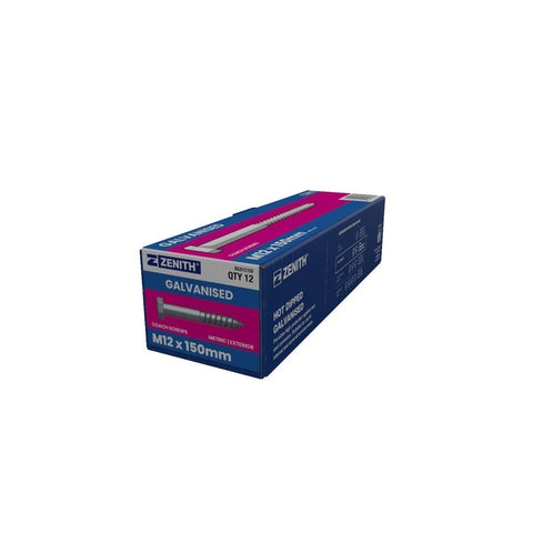 Zenith M12 Hex Head Coach Screws - 150mm - 12 Pack - Hot Dip Galvanised - Heavy-Duty - SuperSaverAU - view 1