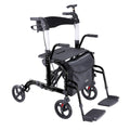 Altus 2-in-1 Mobility Rollator & Transit Wheelchair Black, 136kg Capacity, Foldable - SuperSaverAU - view 1