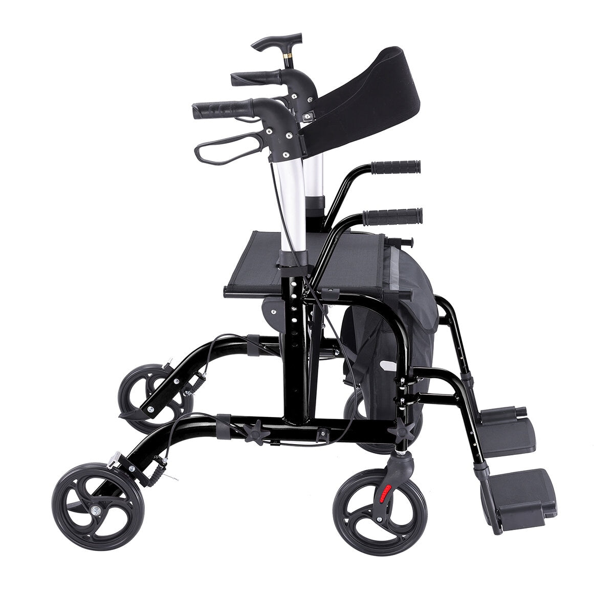 Altus 2-in-1 Mobility Rollator & Transit Wheelchair Black, 136kg Capacity, Foldable - SuperSaverAU - view 3