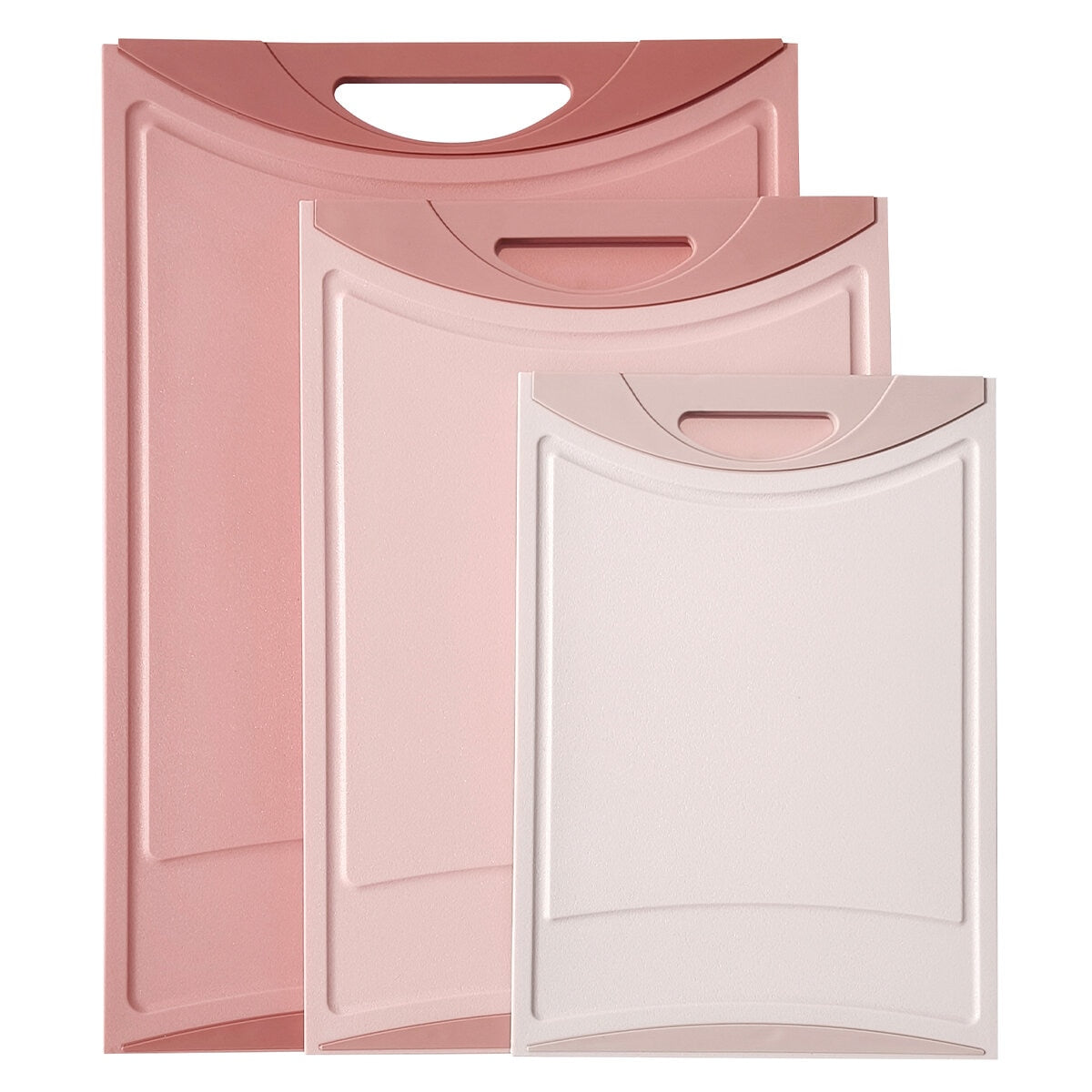 Neoflam 3-Piece Cutting Board Set Rose Pink BPA Free Non-Slip Dishwasher Safe Large Medium Small Sizes Juice Groove Easy Cleaning