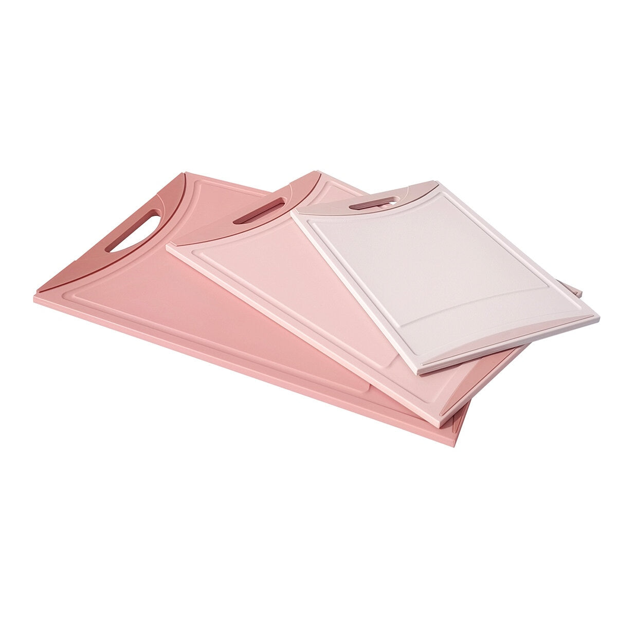 Neoflam 3-Piece Cutting Board Set Rose Pink BPA Free Non-Slip Dishwasher Safe Large Medium Small Sizes Juice Groove Easy Cleaning