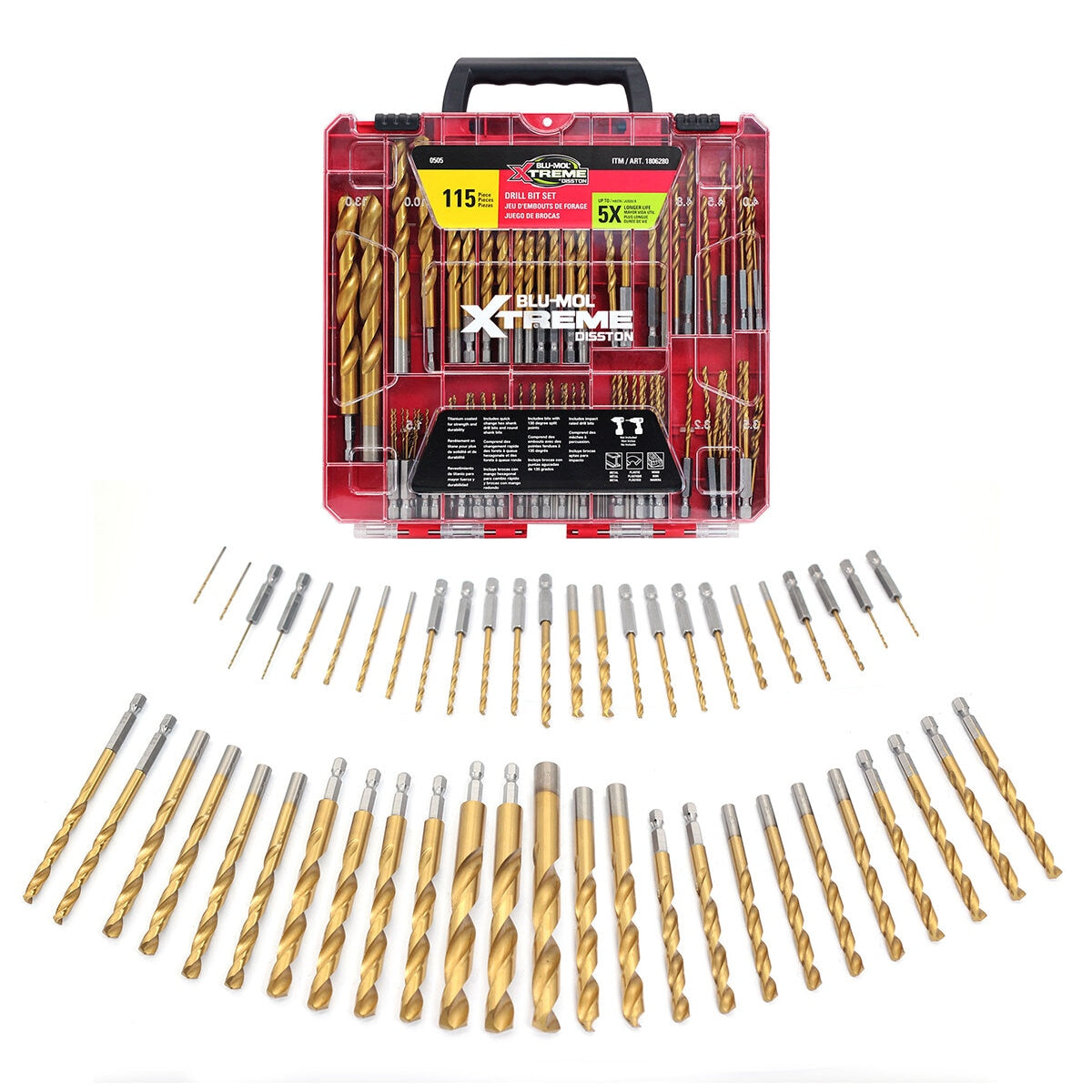 Disston Blu-Mol Xtreme 115 Pieces Drill Bit Set Hex And Round E0100505