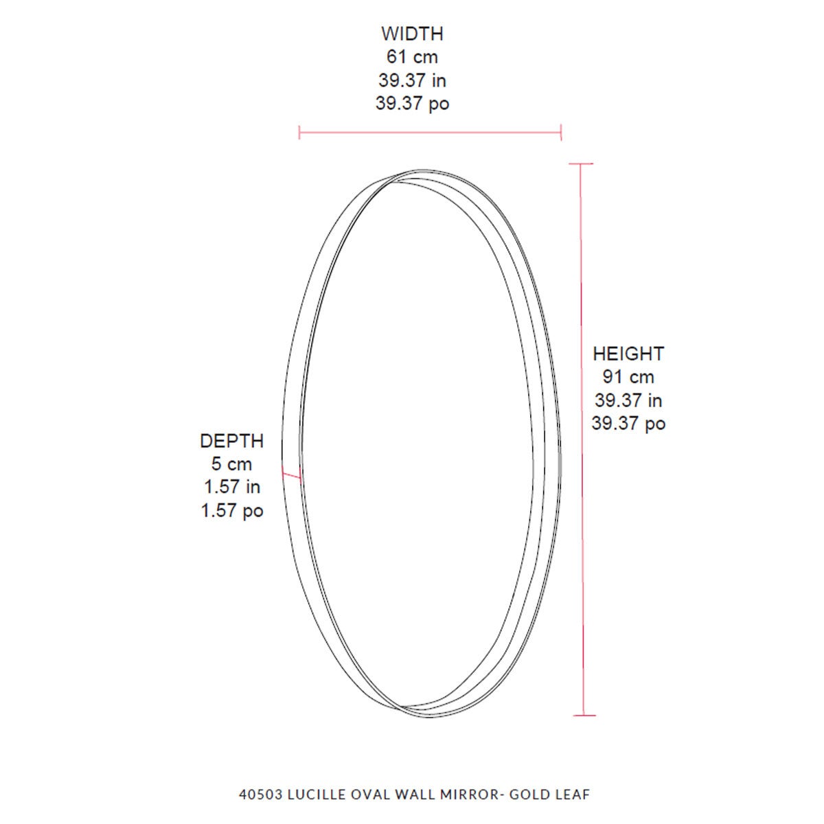 Cafe Lighting and Living Gold Leaf Oval Mirror Lucille Iron Framed Wall Decor — image 2