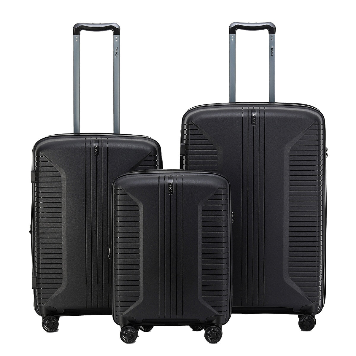 Tosca Pegasus Luggage Set Black 3 Piece with TSA Lock, Expanders & Wheels - SuperSaverAU - view 1