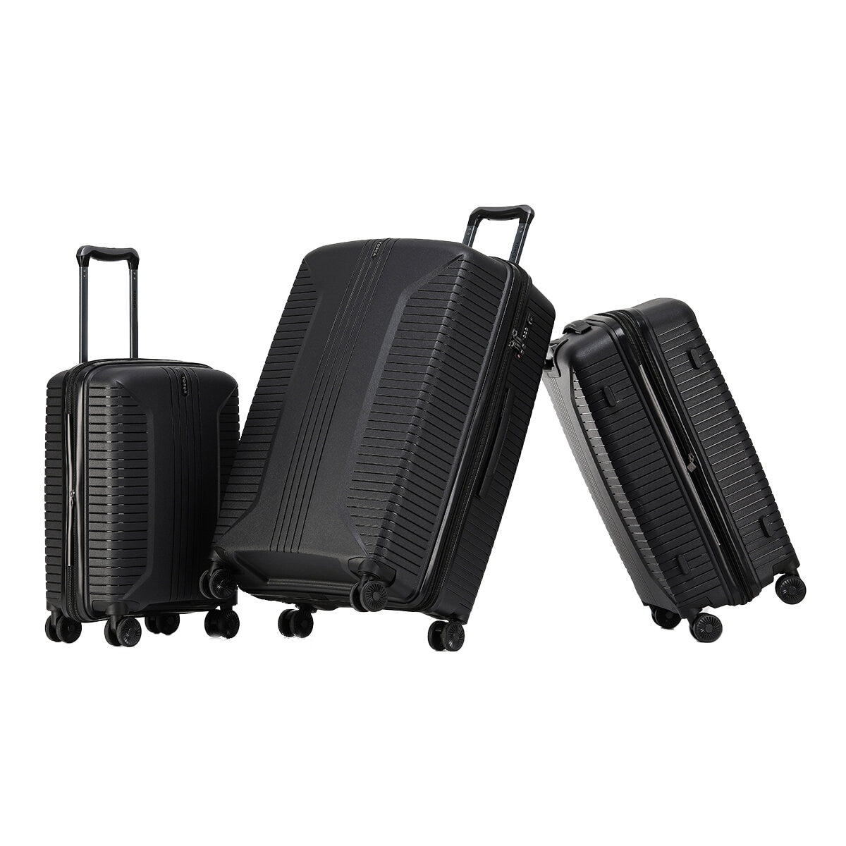 Tosca Pegasus Luggage Set Black 3 Piece with TSA Lock, Expanders & Wheels - SuperSaverAU - view 3
