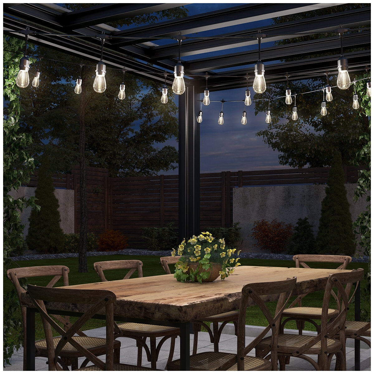 Artika Blaze Outdoor Solar Light Black OUT-BZSO-C6BL | 20 LED Bulbs, 12.8m String, 4 Modes, USB-C Recharge, 300 Lumens