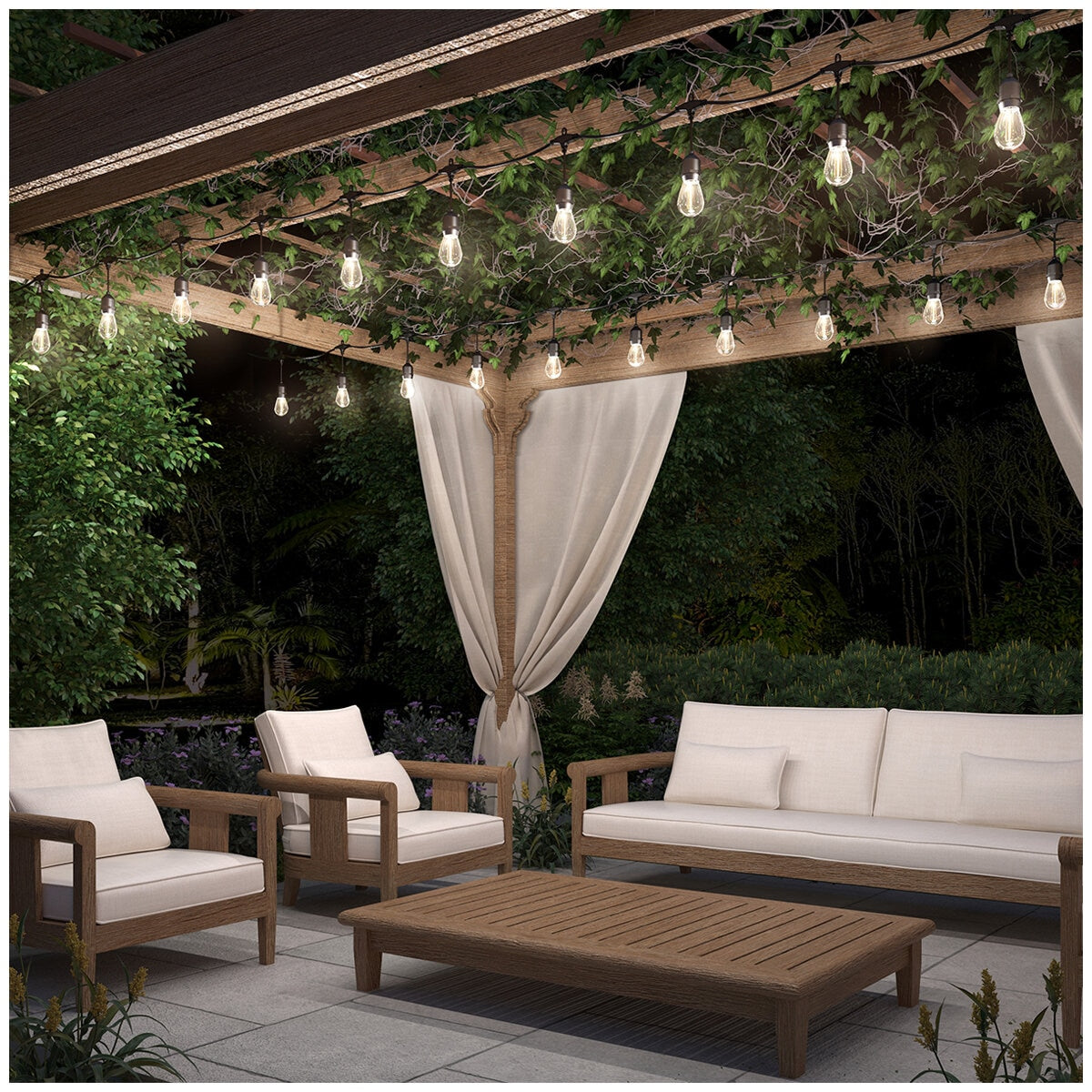 Artika Blaze Outdoor Solar Light Black OUT-BZSO-C6BL | 20 LED Bulbs, 12.8m String, 4 Modes, USB-C Recharge, 300 Lumens