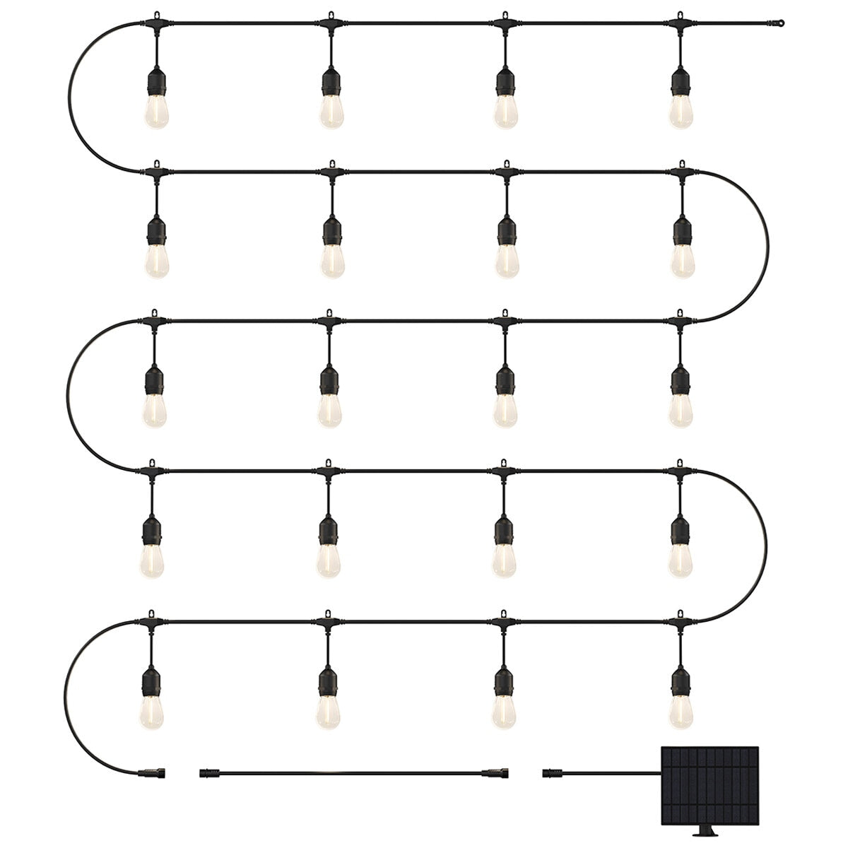 Artika Blaze Outdoor Solar Light Black OUT-BZSO-C6BL | 20 LED Bulbs, 12.8m String, 4 Modes, USB-C Recharge, 300 Lumens