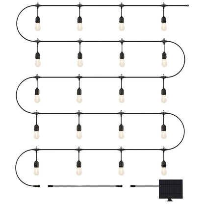 Artika Blaze Outdoor Solar Light Black OUT-BZSO-C6BL | 20 LED Bulbs, 12.8m String, 4 Modes, USB-C Recharge, 300 Lumens