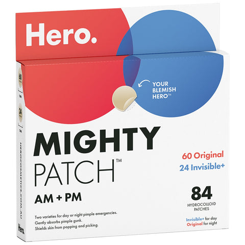 Hero Mighty Patch 60 Original + 24 Invisible Patches, Hydrocolloid, Sensitive Skin - SuperSaverAU - view 1