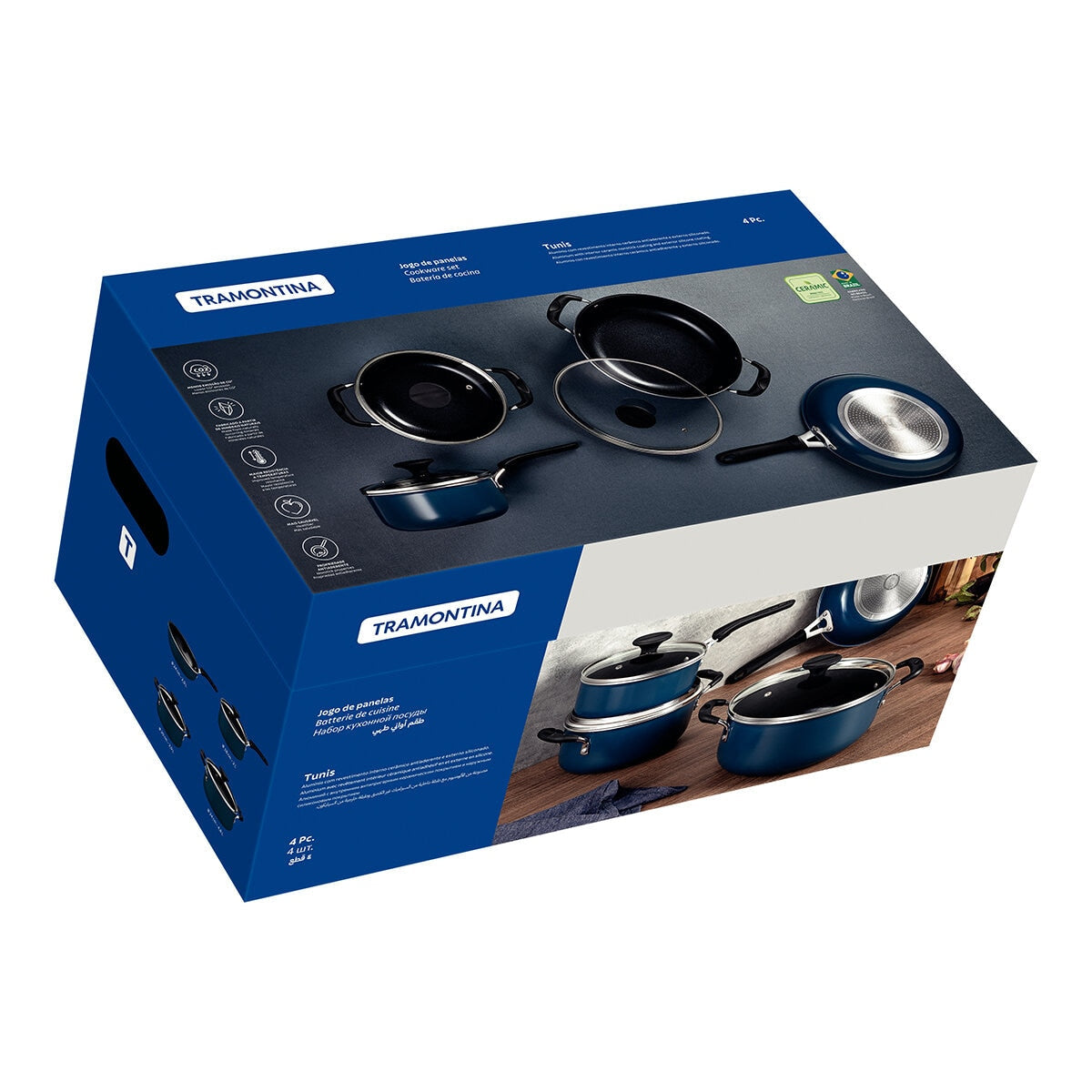 Tramontina Ceramic Cookware Set | Aluminium with Ceramic Coating | Silicone Exterior | Induction Ready | Dishwasher Safe | 4-Piece - SuperSaverAU - view 3
